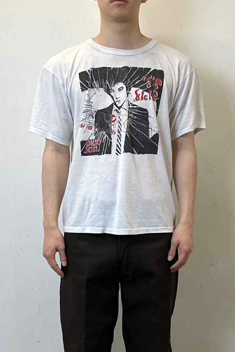 【中古】NO BRAND (ノーブランド) MADE IN USA 80 039 S S/S BILLY JOEL PRINT MUSIC T-SHIRT USA製 80年代 半袖 ビリー ジョエル プリント ミュージック Tシャツ WHITE SIZE: L USED