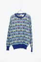 PRONTO UOMO (プロント ウーモ) MADE IN ITALY 90'S COTTON ACRYLIC DESIGN KNIT SWEATER イタリア製 90年代 コットン アクリル デザイン ニット セーター / BLUE 