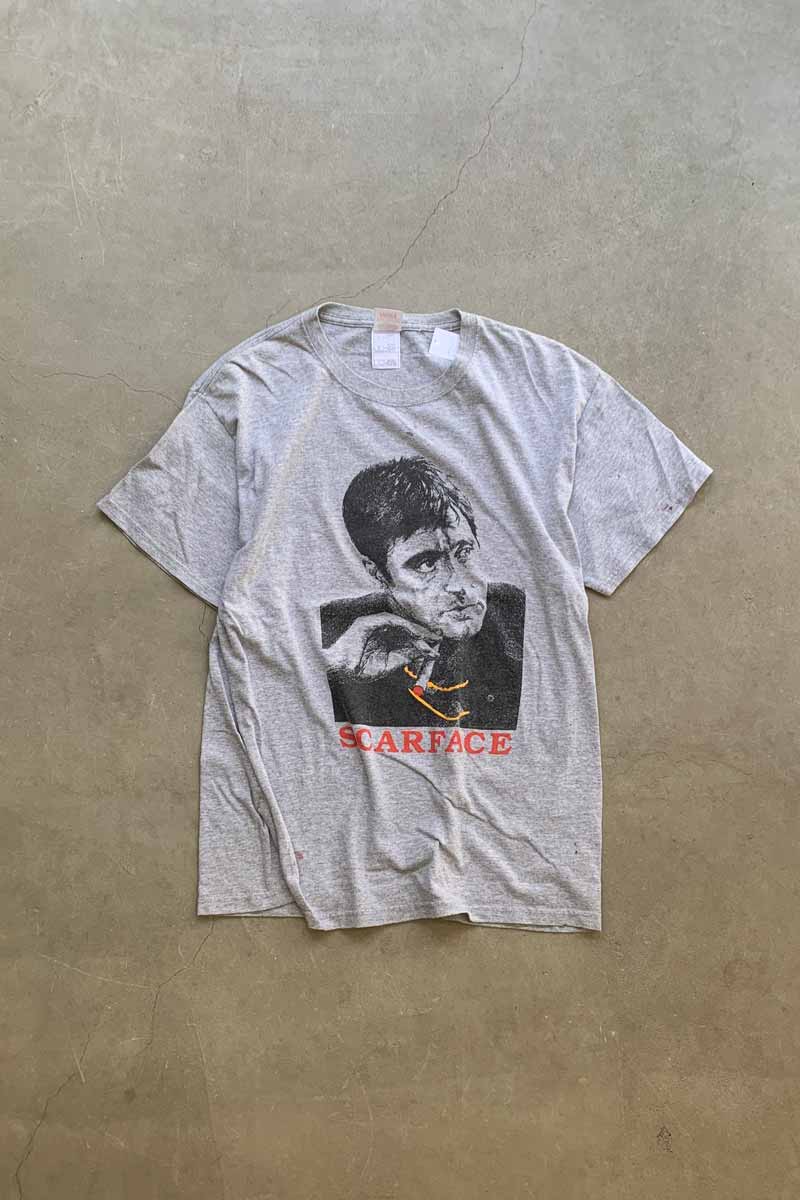 楽天JULIUS NYC【中古】FRUIT OF THE LOOM （フルーツオブザルーム） 00'S SCARFACE PRINT MOVIE T-SHIRT 00年 スカーフェース プリント ムービー ティーシャツ GRAY [SIZE: L USED]