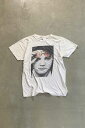 yÁzBAY ISLAND (xC ACh) 90'S S/S JIM MORRISON FACE PRINT BAND T-SHIRT 90N  W \ tFCX vg oh eB[Vc WHITE [SIZE: L USED]