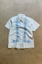 yÁzAVERDEEN (AofB[) 70'S S/S EMBROIDERY DESIGN SHIRT 70N  hJ fUC Vc SAX BLUE [SIZE: L USED]