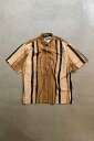 yÁzBASSIRI (oV) 90'S S/S PYTHON DESIGN SHIRT 90N  pC\ fUC Vc BROWN [SIZE: M USED]