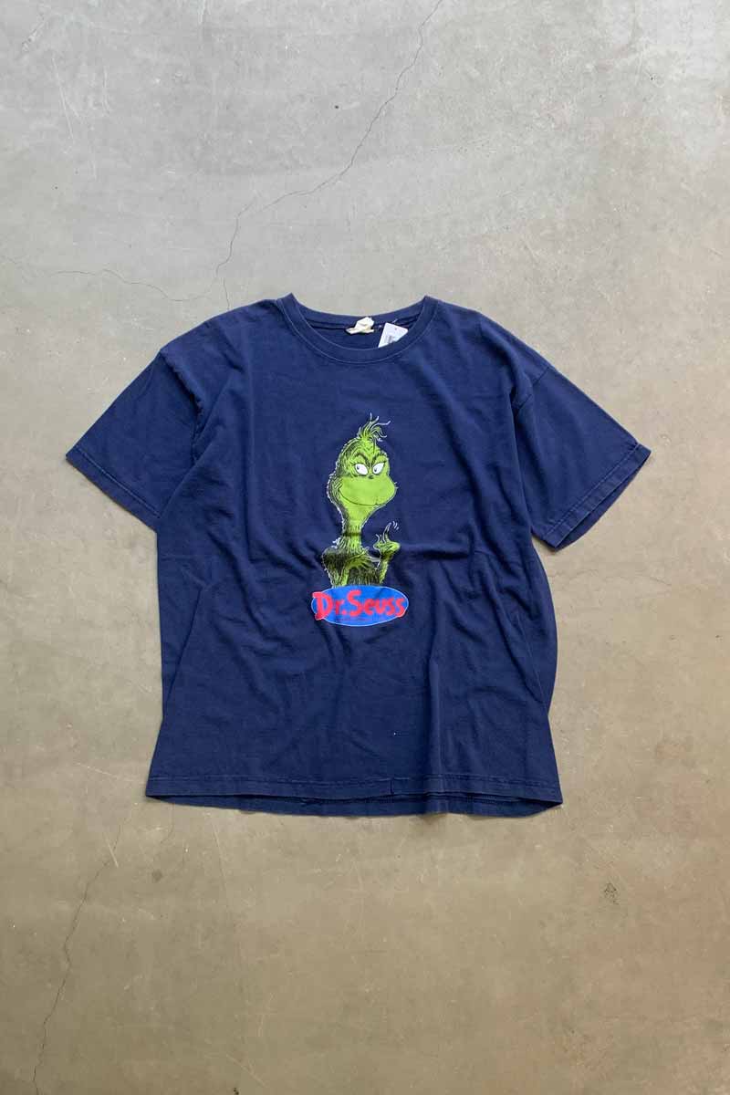 楽天JULIUS NYC【中古】DR.SEUSS （ドクターセウス） MADE IN USA 94'S S/S GRINCH PRINT MOVIE T-SHIRT USA製 94年代 半袖 グリンチ プリント ムービー Tシャツ NAVY [SIZE: L USED]