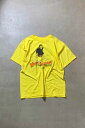 yÁzFRUIT OF THE LOOM (t[cIuU[) S/S MOUSE ATTACKS PRINT ADVERTISING T-SHIRT  }EX A^bN vg L TVc YELLOW [SIZE: XL USED]