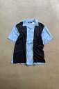 yÁzNAT NAST S/S TWO TONE LINE OPEN COLLAR SHIRT  c[g[ C I[v J[ Vc BLUE / BLACK [SIZE: L USED]