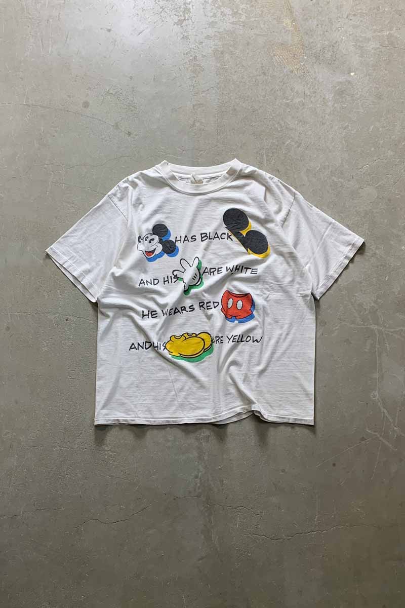 MICKEY&CO. (ミッキー アンド コー) MADE IN USA 90'S S/S MICKEY PRINT MESSAGE T-SHIRT USA製 90年代 半袖 ミッキー プリント メッセージ Tシャツ WHITE 