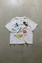 yÁzMICKEY&CO. (~bL[ Ah R[) MADE IN USA 90'S S/S MICKEY PRINT MESSAGE T-SHIRT USA 90N  ~bL[ vg bZ[W TVc WHITE [SIZE: XL USED]