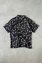 yÁzBUMKA 90'S S/S DESIGN SILK SHIRT 90N  fUC VN Vc BLACK [SIZE: L USED]