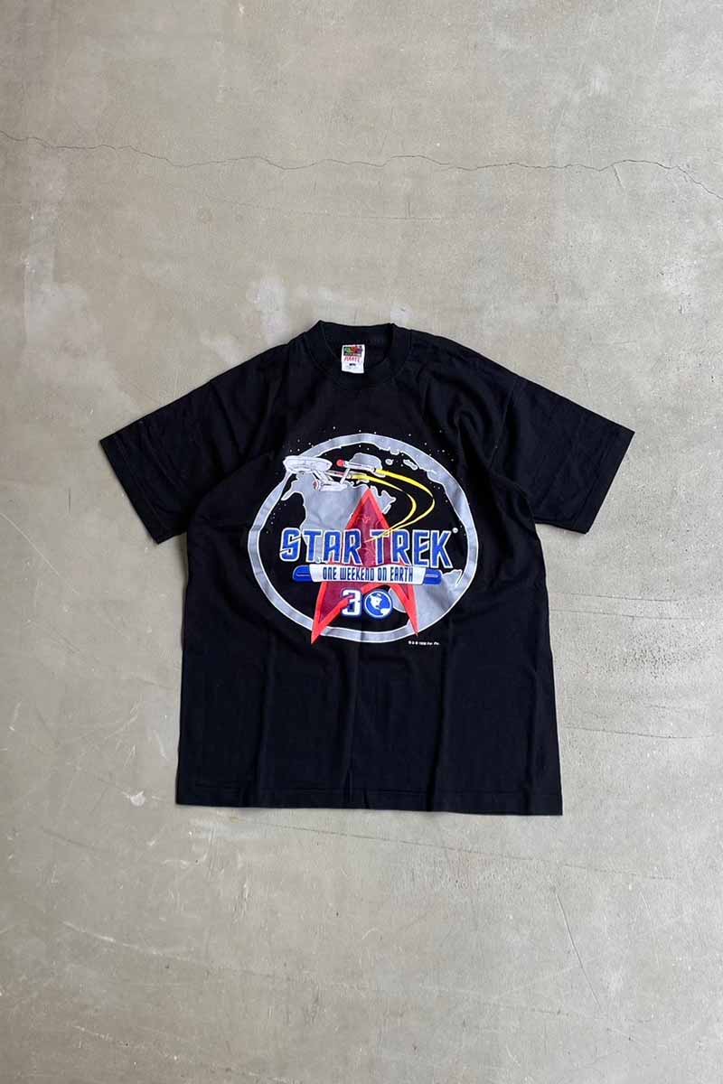 【中古】FRUIT OF THE LOOM (フルーツオブザルーム) MADE IN USA 96 039 S S/S STAR TREK ONE WEEKEND ON EARTH PRINT MOVIE T-SHIRT USA製 96年 半袖 スタートレック ワン ウィーケンド オン アース プリント ムービー ティーシャツ BLACK SIZE: L DEADSOTCK/NOS