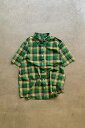 yÁzPATAGONIA (p^SjA) S/S COTTON CHECK SHIRT  Rbg `FbN Vc GREEN [SIZE: L USED]