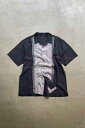 yÁzALFANI (At@j) S/S STITCH TWO TONE DESIGN MODAL POLY SHIRT  Xeb` c[g[ fUC _[ | Vc BLACK [SIZE: XL USED]