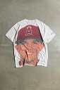 yÁzNO BRAND (m[uh) S/S MIKE TROUT LA ANGELS HEAD ALL OVER PRINT T-SHIRT  }CN gEg T[X GWFX n[h I[ I[o[ vg TVc WHITE [SIZE: XL USED]