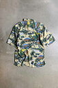 yÁzREYN SPOONER (CXv[i[) MADE IN HAWAII 90'S S/S CLARKSON DESIGN RAYON HAWAIIAN SHIRT nC 90N  N[N\ fUC [ nCAVc BEIGE [SIZE: M USED]