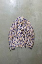 yÁzJOHN BLAIR (W uA) 70'S L/S ACETATE NYLON DESIGN SHIRT 70N  AZe[g iC fUC Vc ORANGE / PURPLE [SIZE: L USED]