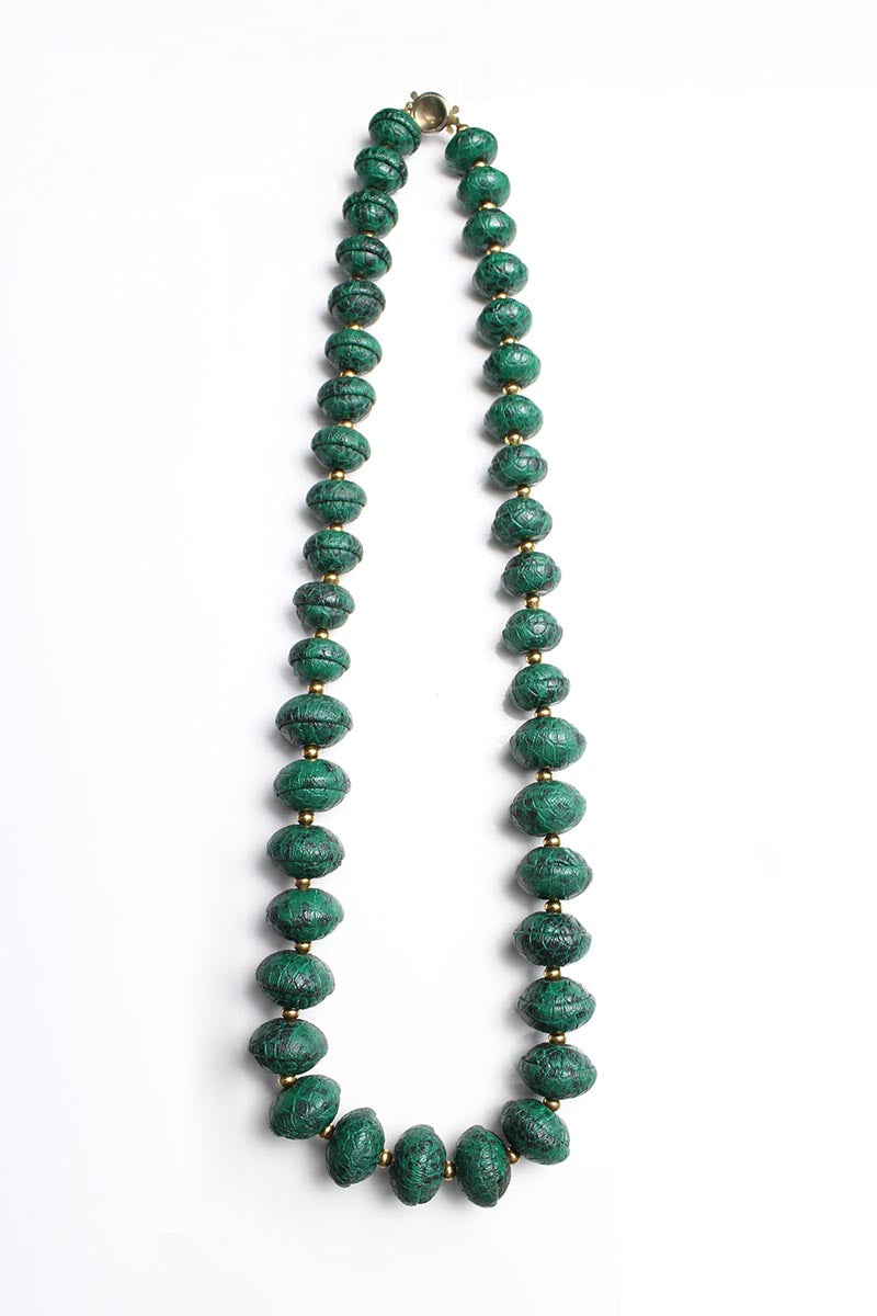 【中古】 VINTAGE JEWELRY (ヴィンテージ ジュエリー) LEATHER COATING NECKLACE レザーコーティングネックレス GREEN [ONE SIZE: USED]