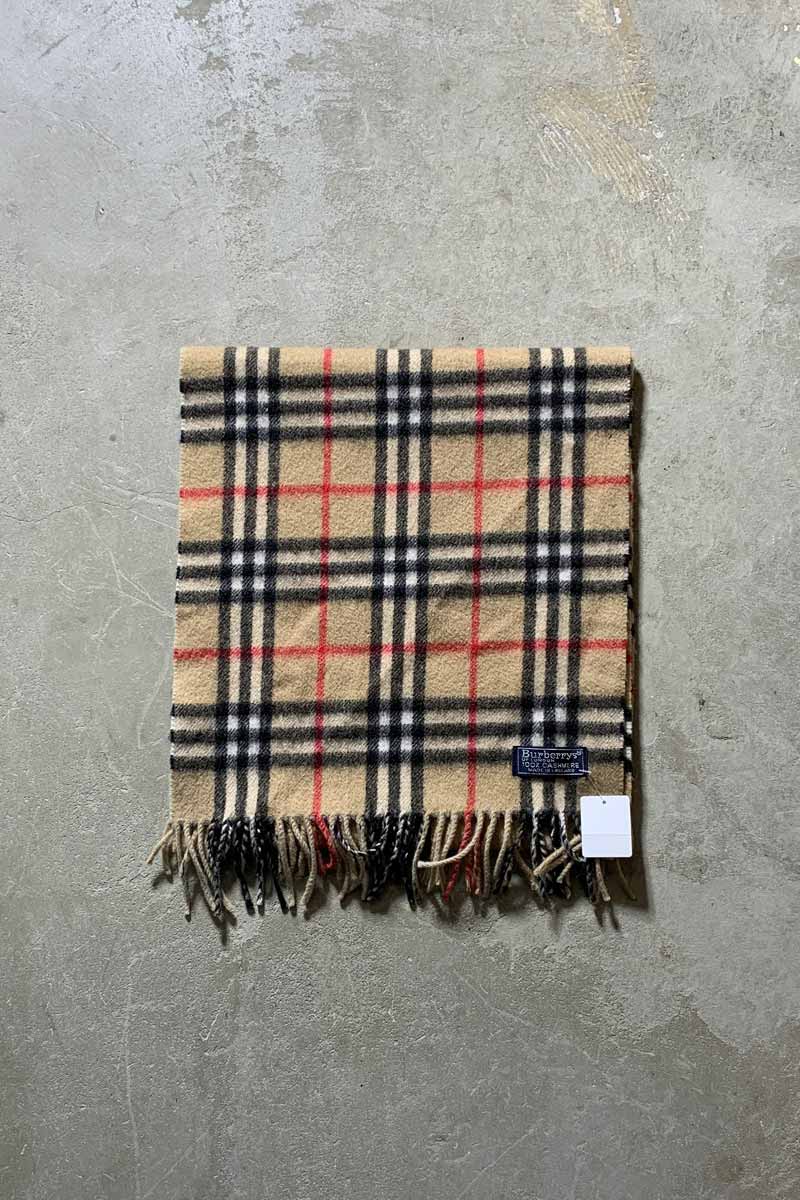 【中古】 BURBERRYS (バーバリーズ) MADE IN ENGLAND 90'S NOVA CHECK CASHMERE SCARF イングランド製 90年代 ノバチェック カシミア スカーフ マフラー BEIGE [SIZE: ONE SIZE USED]