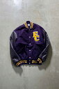 yÁzDELONG (fO) MADE I USA 80'S WOOL LEATHER STADIUM JACKET USA 80N E[ U[ X^WA WPbg PURPLE [SIZE: XL USED]