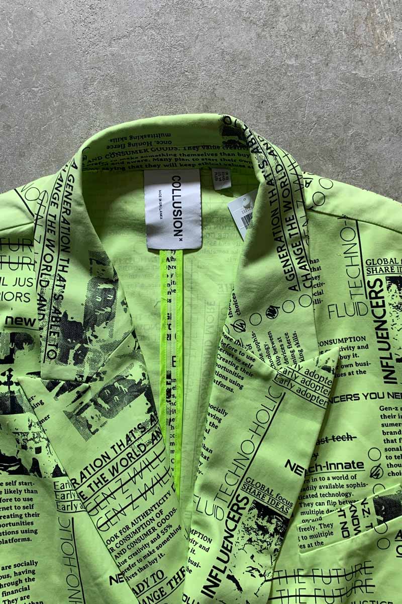 【中古】COLLUSION (コリュージョン) DESIGN TAILORED COAT デザイン テイラード コート NEON [SIZE: XL USED]