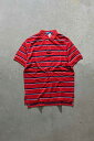 yÁzPOLO BY RALPH LAUREN (| oC t [) 90'S BORDER S/S POLO SHIRT 90N {[_[  | Vc RED [SIZE: M USED]