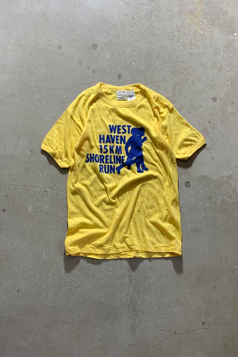 【中古】MADE IN PAKISTAN 90'S WEST HEAVEN SHORELINE RUN T-SHIRT パキスタン製 90年代 マラソン ティーシャツ YELLOW [SIZE: XL USED]