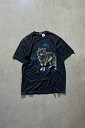 yÁzCOTTON GROVE DESIGNS (Rbg O[u fUC) MADE IN USA 80'S WOLF PRINT ANIMAL T-SHIRT USA 80N Et vg Aj} eB[Vc BLACK [SIZE: L USED]