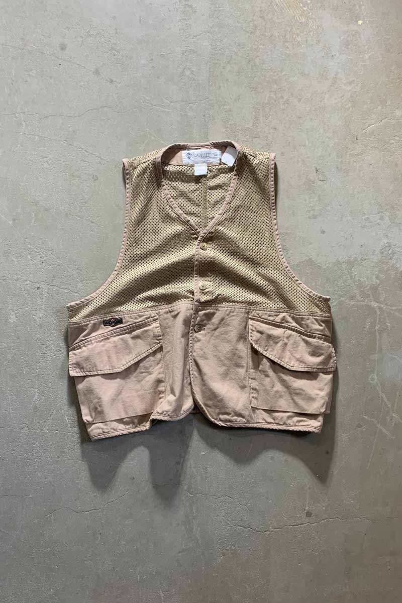 【中古】COLUMBIA (コロンビア) 90'S MESH HUNTING VEST 90年代 メッシュ ハンティング ベスト BEIGE [SIZE: XL USED]