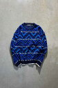 yÁzMCGREGOR (}NK[) 00'S DESIGN ACRYLIC KNIT SWEATER 00N fUC AN jbg Z[^[ BLUE [SIZE: L USED]