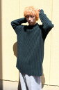【SALE】CASEY CASEY(ケイシーケイシー)CREW NECK OPEN RIB SWEATER-WOOLY オーバーサイズニット GREEN [NE...