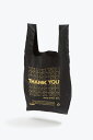 【ユニセックス 新品】 OPEN EDITIONS (オープン・エディションズ) THANK YOU THANK YOU TOTE ナイロンエコバッグ / GOLD THREAD ON BLACK TAFFETA [NEW］