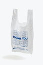 【ユニセックス 新品】OPEN EDITIONS (オープン・エディションズ) THANK YOU THANK YOU TOTE / ナイロンエコバッグ BLUE THREAD ON WHITE TAFFETA [NEW］