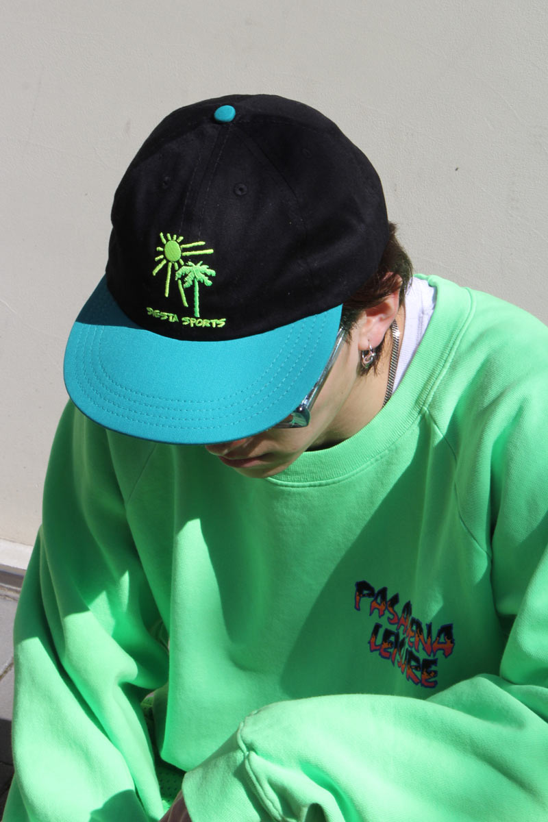 PASADENA LEISURE CLUB（パサデナ レジャー クラブ）SIESTA SPORTS CAP - SOFT VISOR ロゴキャップ BLACK/TEAL［NEW]