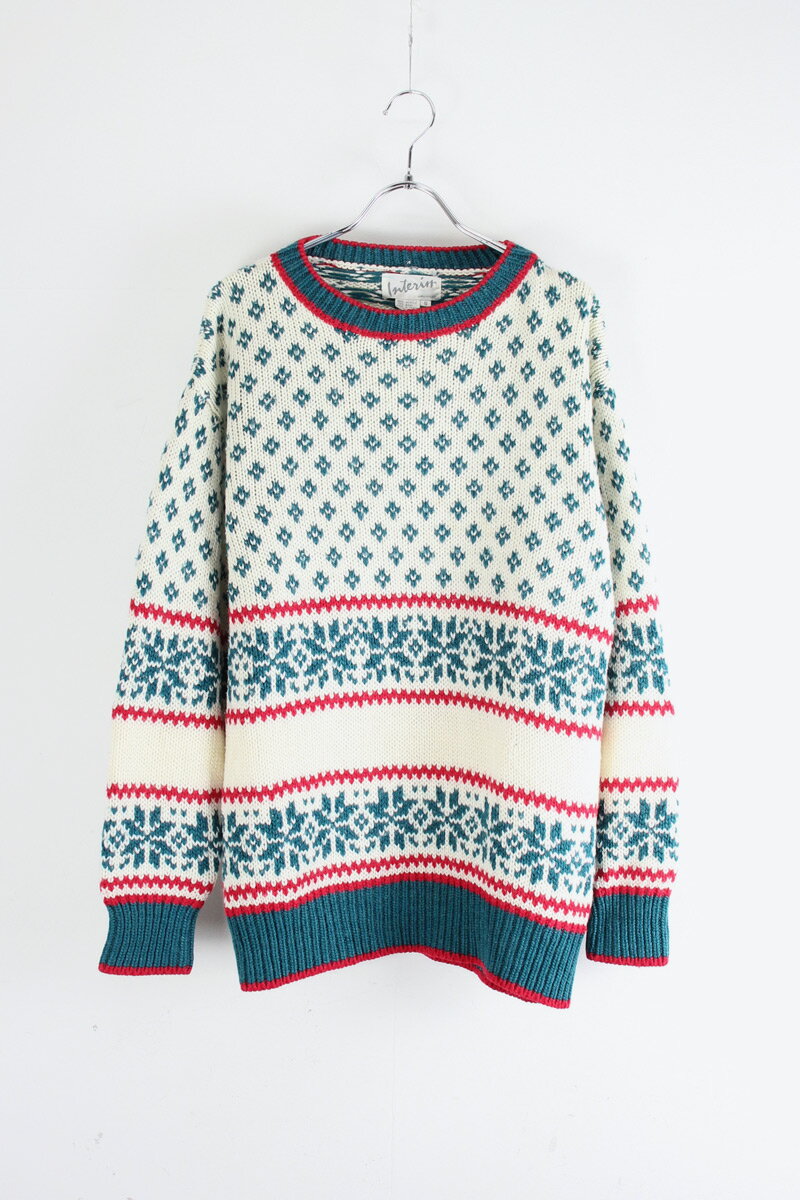 【中古】INTERIOR (インテリア) 90'S ACRYLIC WOOL NORDIC PATTERN KNIT SWEATER 90年代 アクリル ウー..