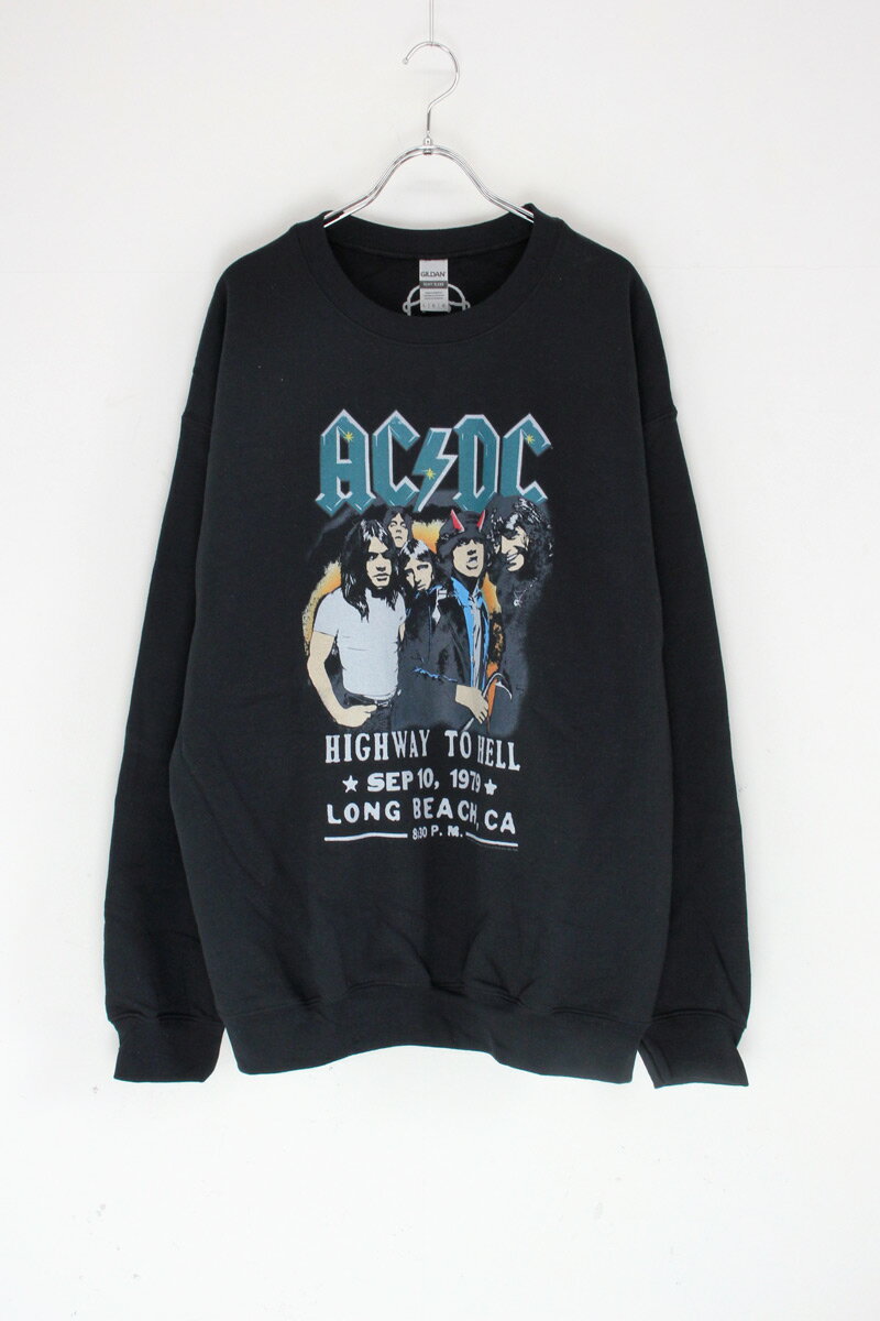  AC / DC (アーシー / ディーシー) HIGHWAY TO HELL POSTER CREW NECK SWEAT SHIRT ハイウェイ トゥー ヘル ポスター クルー ネック スウェット シャツ BLACK  