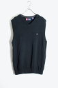 yÁzCHAPS (`bvX) V-NECK COTTON KNIT VEST V-lbN Rbg jbg xXg BLACK/GRAY [SIZE: M USED]