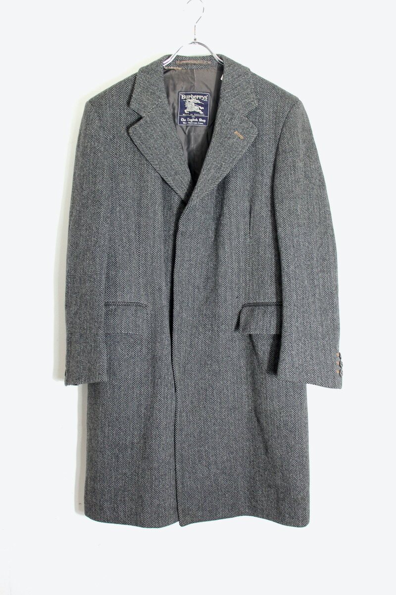 【中古】BURBERRYS PRORSUM (バーバリー プローサム) MADE IN ENGLAND 90'S WOOL HERRINGBONE COAT イングランド製 90年代 ウール ヘリンボーン コート ​CHARCOAL GRAY [SIZE: S相当 USED]