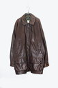 yÁzNAUTICA (m[eBJ) 90'S ZIP UP LEATHER HALF COAT W / QUILTING LINER 90N Wbv Abv U[ n[t R[g BROWN [SIZE: XL USED]