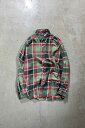 yÁzRALPH LAUREN(t[) 90'S L/S B.D COTTON FLANNEL CHECK BLAKE SHIRT 90N  Rbg `FbN Vc GREEN [SIZE: L USED]