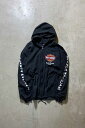 yÁzHARLEY DAVIDSON (n[[_rbh\) LOGO PRINT ZIP UP HOODIE JACKET S vg WbvAbv t[fB[ WPbg BLACK [SIZE: XL USED]