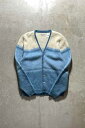 y CAMPUS (LpX) MADE IN USA 60'S METAL BUTTON BORDER ACRYLIC MOHAIR CARDIGAN USA 60N ^ {^ AN wAJ[fBK BLUE [SIZE: M USED]