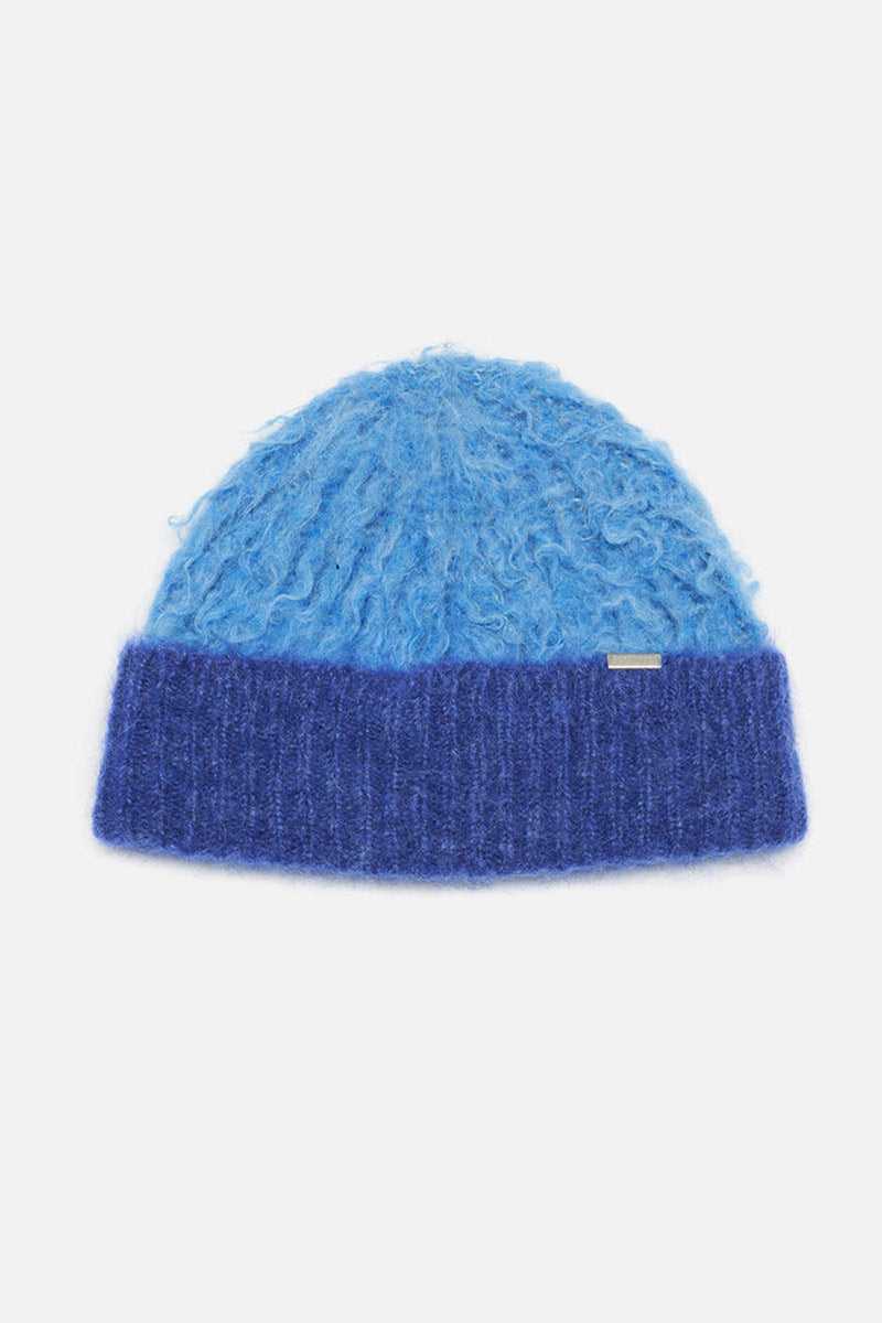 乐天商城 - 【SALE】【ユニセックス新品】STOCKHOLM SURFBOARD CLUB (ストックホルムサーフボードクラブ) MOON BEANIE リバーシブルチェッカーロゴニットハット BLUE [NEW]