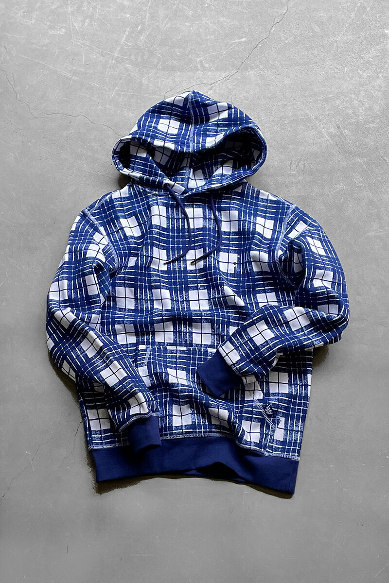 šIGGY () CHECK PRINT SWEAT HOODIE å ץ å աǥ BLUE [SIZ...