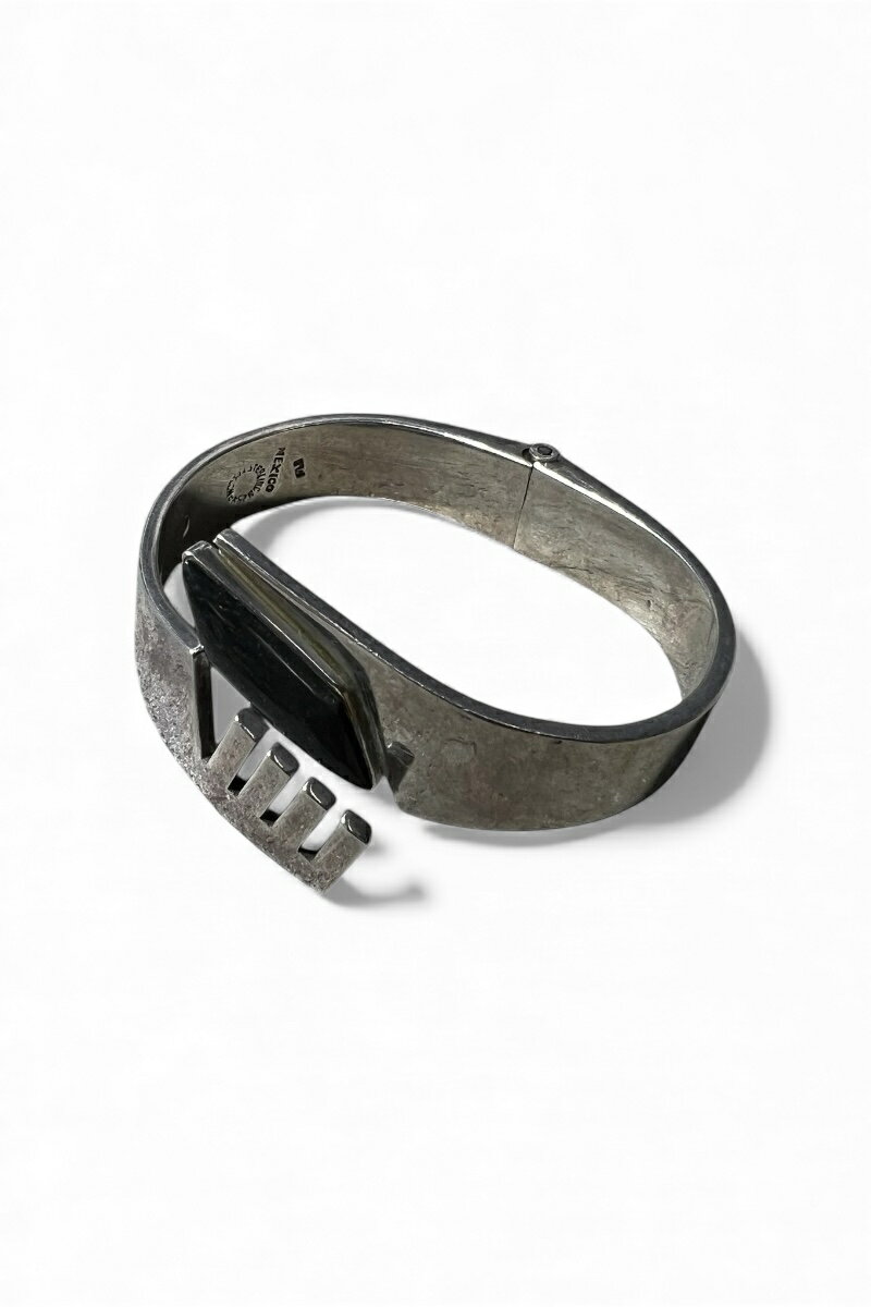 【中古】 VINTAGE MEXICAN JEWELRY (ヴィンテージ メキシカン ジュエリー) MADE IN MEXICO 925 SILVER BANGLE W/STONE メキシコ製 925 シルバー バングル W/ストーン / SILVER [SIZE: ONE SIZE USED]