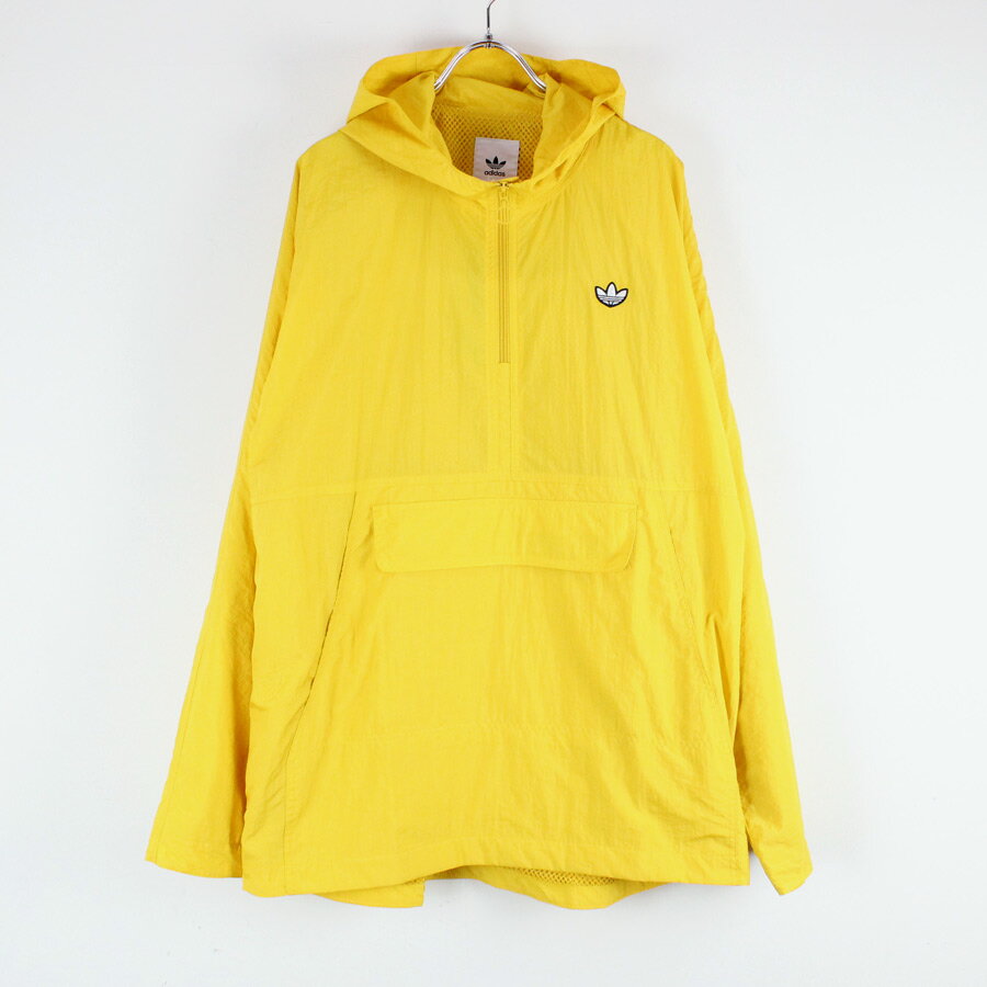 【SALE】【中古】【送料無料】(KO) ADIDAS (アディダス) PULLOVER HOODIE NYLON JACKET プルオーバー フーディー ナイロンジャケット YELLOW [SIZE: L DEAD STOCK]