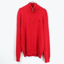 yÁz(KA) POLO RALPH LAURENi| t[j90'S COTTON HI-NECK ZIP KNIT 90N Rbg nClbN Wbvjbg RED [SIZE: S USED]