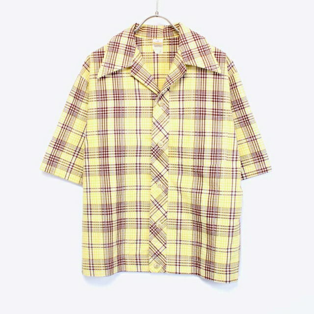 【中古】80'S UNKNOWN BRAND MADE IN USA S/S CHECK SHIRT 半袖チェックシャツ [SIZE:M USED]