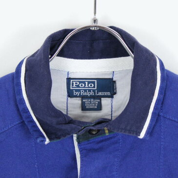 【中古】(KA) POLO BY RALPH LAUREN（ポロ ラルフローレン） L/S RUGGER SHIRT 長袖ラガーシャツ BLUE [SIZE:M USED]