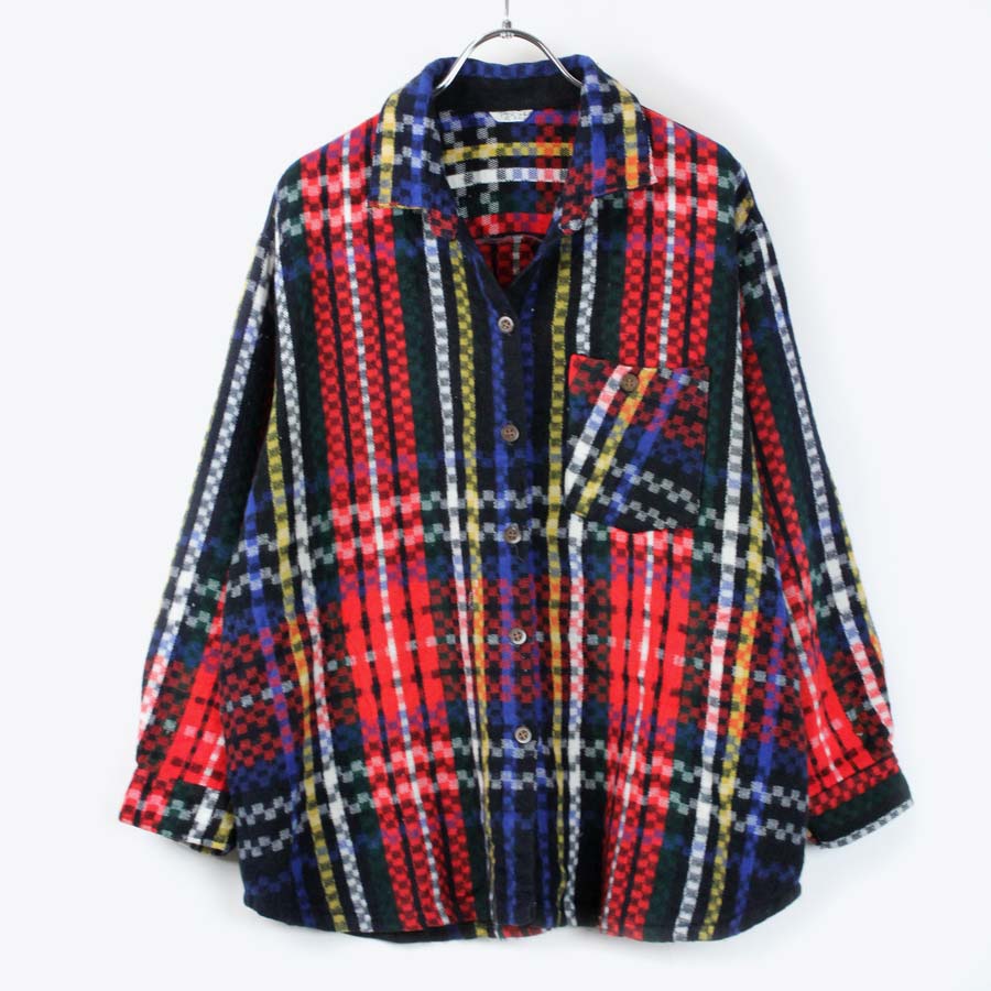 【中古】【WOMENS】(KA) PRINCE (プリンス) L/S WOOL CHECK SHIRT ウールチェックシャツ BLACK/MULTI [SIZE:M相当 USED](4)