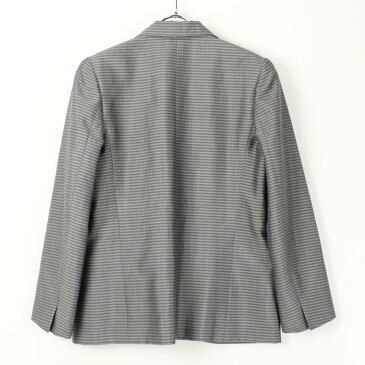 【WOMENS】【中古】【送料無料】(KA) LANVIN(ランバン) MADE IN FRANCE BORDER TAILORED JACKET フランス製 ボーダー テーラード ジャケット GRAY/CHACOAL [SIZE: L相当 USED]