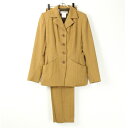 【WOMENS】【中古】【送料無料】(KA) YVES SAINT LAURENT (イブサンローラン) MADE IN FRANCE WOOL HERRINGBONE SUIT SET UP フランス製 ウール ヘリンボーン スーツ セットアップ CAMEL [SIZE: 42 USED]