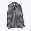 yÁz(KA)(T-68) PAUL ROSEN (|[ [[) L/S STRIPE PAJAMA SHIRT  pW}Vc BLACK/GREY [SIZE:M USED]